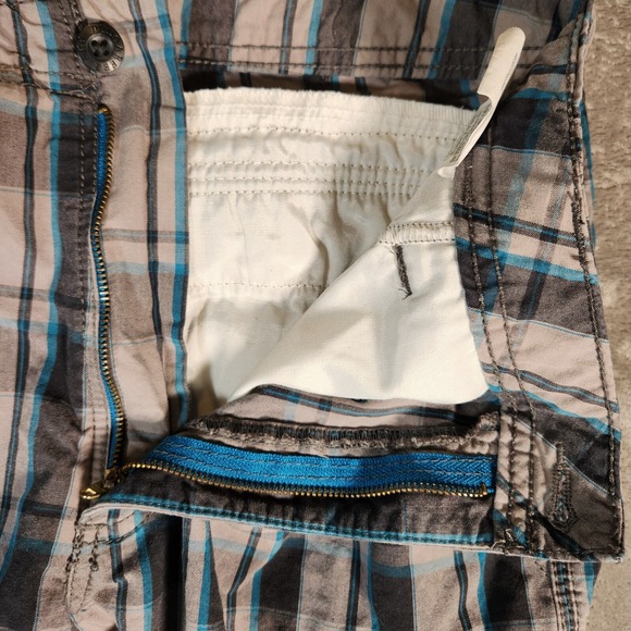 Cargo Shorts Men's 33X11 Blue Plaid Relaxed LEE Dungarees Y2K Skater - Picture 6 of 13